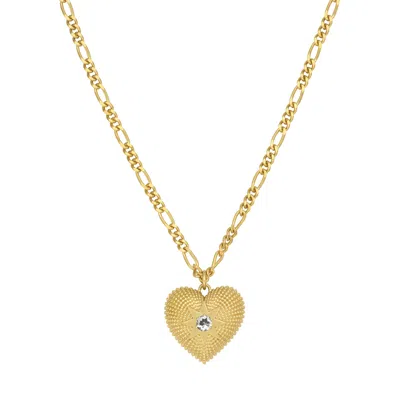 Zoe And Morgan Women's Brave Heart Necklace Gold Aquamarine