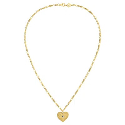 Zoe And Morgan Women's Brave Heart Necklace Gold Aquamarine