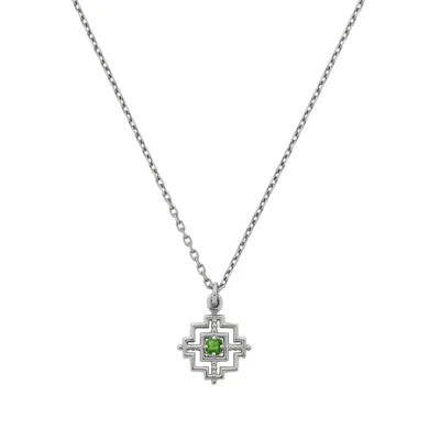 Zoe And Morgan Women's Centred Necklace Silver Chrome Diopside