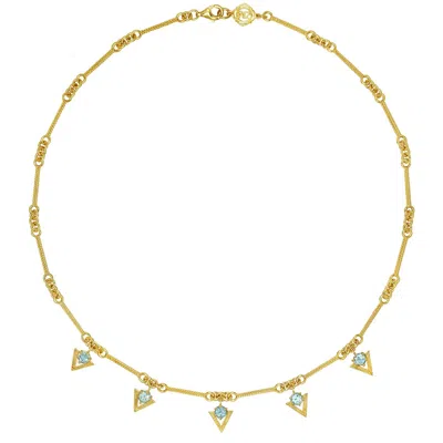 Zoe And Morgan Women's Gold / Blue Hyacinth Necklace Gold Blue Apatite