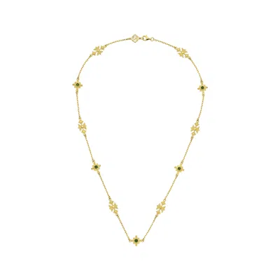 Zoe And Morgan Women's Gold / Green Ayllu Necklace Gold Chrome Diopside