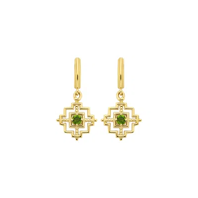 Zoe And Morgan Women's Gold / Green Centred Earrings Gold Chrome Diopside