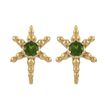 Zoe And Morgan Women's Gold / Green Devi Earring Gold Chrome Diopside