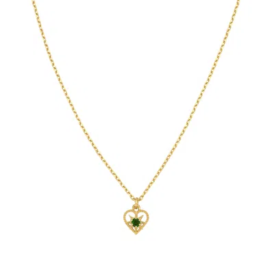 Zoe And Morgan Women's Gold / Green Kind Heart Necklace Gold Chrome Diopside In Multi
