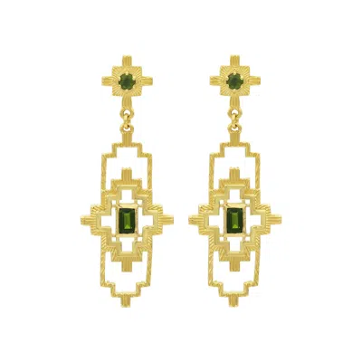Zoe And Morgan Women's Gold / Green Munay Earrings Gold Chrome Diopside