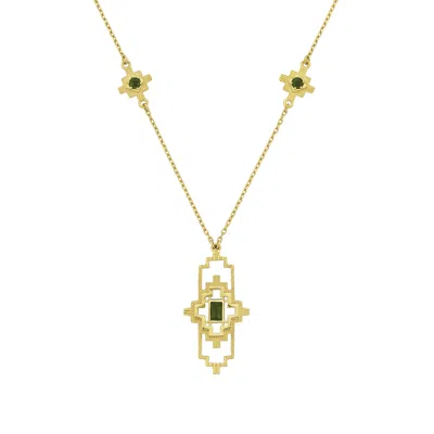 Zoe And Morgan Women's Gold / Green Munay Necklace Gold Chrome Diopside In Multi