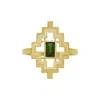 Zoe And Morgan Women's Gold / Green Munay Ring Gold Chrome Diopside In Multi