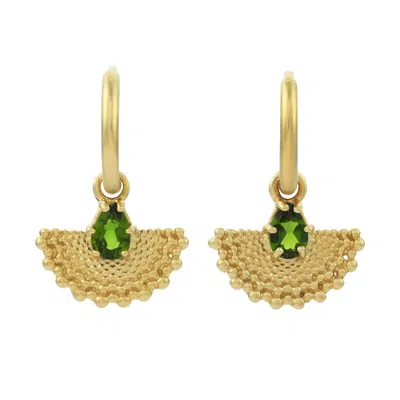 Zoe And Morgan Women's Gold / Green Petal Earrings Gold