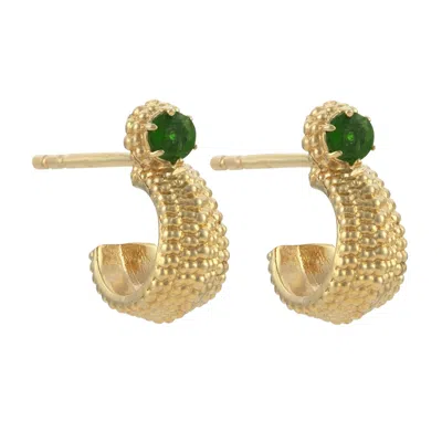 Zoe And Morgan Women's Gold / Green Sundar Earrings Gold Chrome Diopside