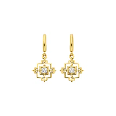 Zoe And Morgan Women's Gold / White Centred Earrings Gold White Zircon