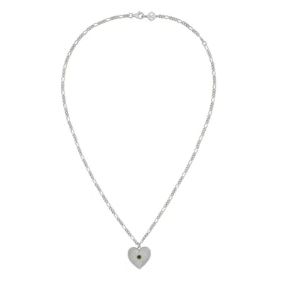 Zoe And Morgan Women's Green Brave Heart Necklace Silver Chrome Diopside In Metallic