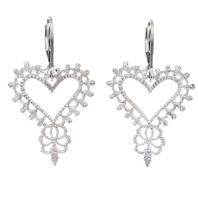 Zoe And Morgan Women's Heart Earrings Silver