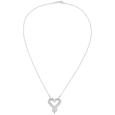Zoe And Morgan Women's Heart Necklace Silver In White