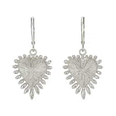 Zoe And Morgan Women's Heart Rays Earrings Silver