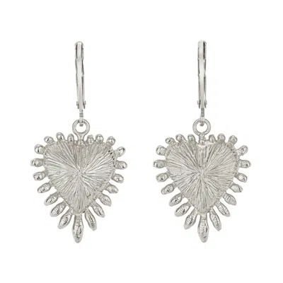 Zoe And Morgan Women's Heart Rays Earrings Silver In Metallic