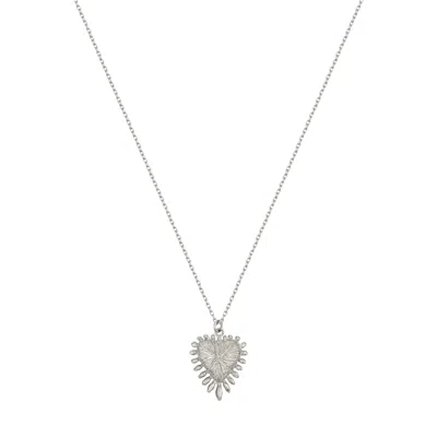 Zoe And Morgan Women's Heart Rays Necklace Silver