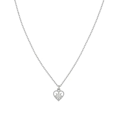 Zoe And Morgan Women's Kind Heart Necklace Silver White Zircon