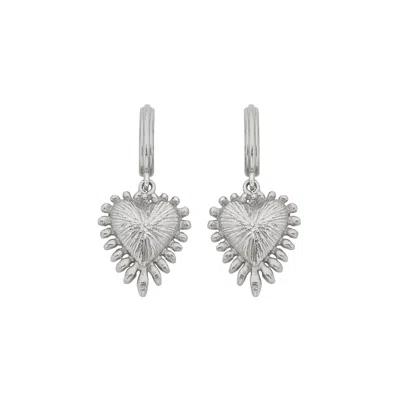 Zoe And Morgan Women's Mini Heart Rays Earrings Silver