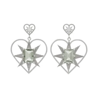 Zoe And Morgan Women's Shining Heart Earrings Silver