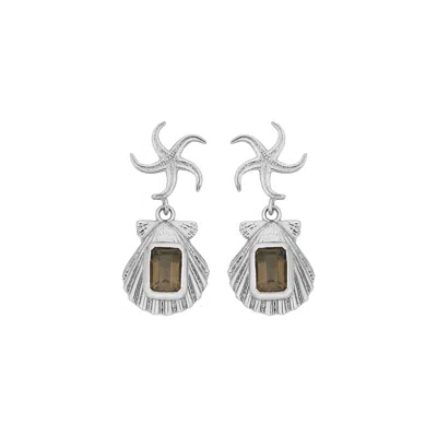 Zoe And Morgan Women's Silver / Brown Alara Earrings - Sterling Silver, Smokey Quartz In Multi