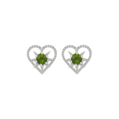 Zoe And Morgan Women's Silver / Green Kind Heart Earrings Silver With Chrome Diopside In Multi