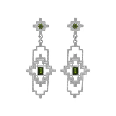 Zoe And Morgan Women's Silver / Green Munay Earrings Silver Chrome Diopside In Multi