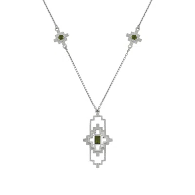 Zoe And Morgan Women's Silver / Green Munay Necklace Silver Chrome Diopside In Multi