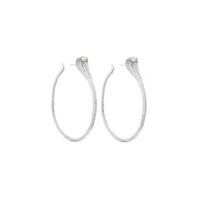Zoe And Morgan Women's Snake Hoops Silver