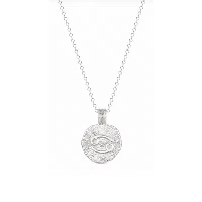 Zoe And Morgan Women's Sun In Cancer Necklace - Sterling Silver In White