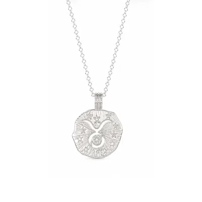 Zoe And Morgan Women's Sun In Taurus Necklace - Sterling Silver In Green