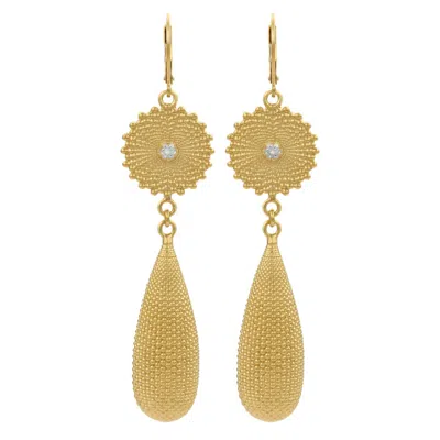 Zoe And Morgan Women's Sunshine Earrings Gold White Zircon