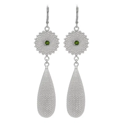 Zoe And Morgan Women's Sunshine Earrings Silver Chrome Diopside