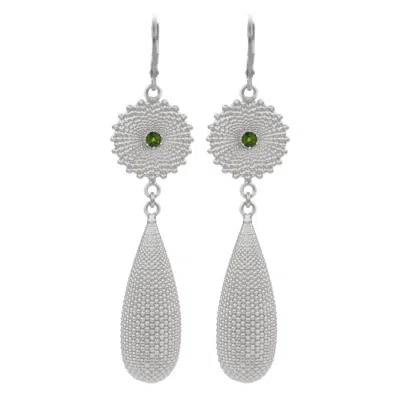 Zoe And Morgan Women's Sunshine Earrings Silver Chrome Diopside In White