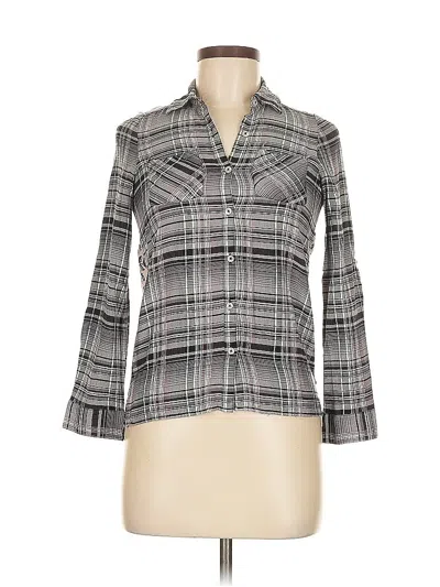 Pre-owned Zoe & Rose Band Of Gypsies 3/4 Sleeve Button Down Shirt In Gray