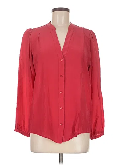 Pre-owned Zoe & Sam Long Sleeve Blouse In Red