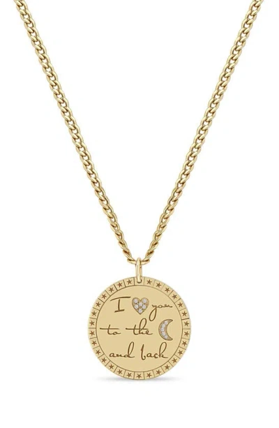 Zoë Chicco 14k Gold Diamond Mantra Pendant Necklace In Yellow Gold