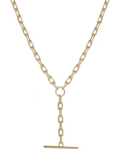 Zoë Chicco 14k Gold Medium Square Oval Link Faux Toggle Lariat Necklace In 金色