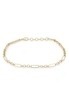 ZOË CHICCO 14K GOLD PAPER CLIP STATION CHAIN BRACELET