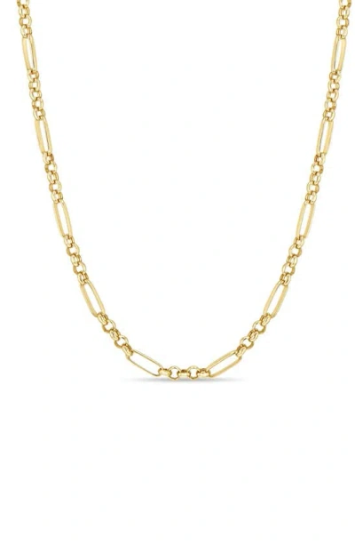 Zoë Chicco 14k Yellow Gold Paperclip & Rolo Mixed Link Chain Necklace, 16-18