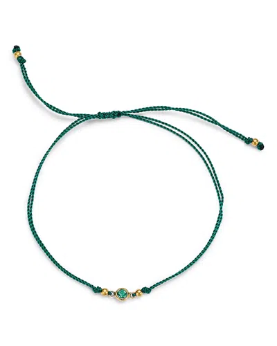 Zoë Chicco 14k Yellow Gold Birthstones Emerald Silk Cord Slider Bracelet In Green