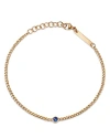 Zoë Chicco 14k Yellow Gold Curb Chain Blue Sapphire Bezel Bracelet In Blue/gold