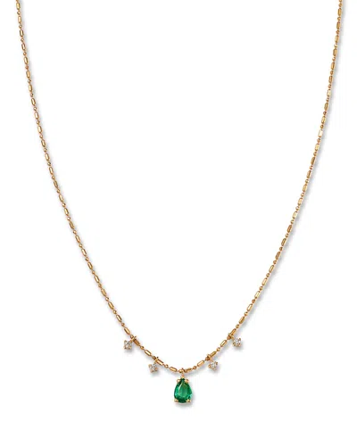 Zoë Chicco 14k Yellow Gold Dangling Emerald & Diamond Necklace, 16 In Green/gold
