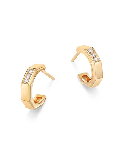 ZOË CHICCO 14K YELLOW GOLD DIAMOND OCTAGON HUGGIE HOOP EARRINGS