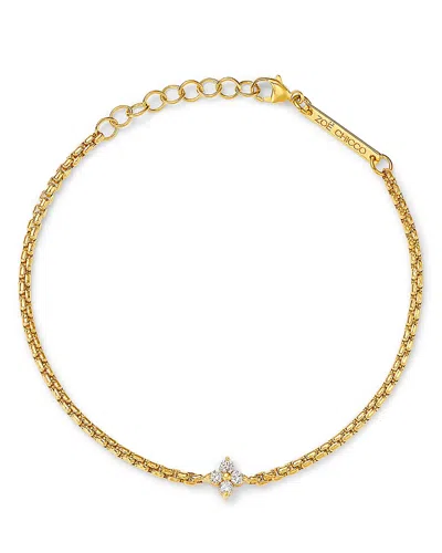 ZOË CHICCO 14K YELLOW GOLD DIAMOND PENDANT BOX CHAIN BRACELET