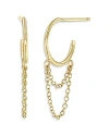 ZOË CHICCO 14K YELLOW GOLD DOUBLE CHAIN THIN HUGGIE HOOP EARRINGS