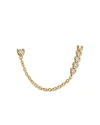 Zoë Chicco 14k Yellow Gold Double Stud Chain Earring With Diamonds, 0.11 Ct. T. W. In Gold