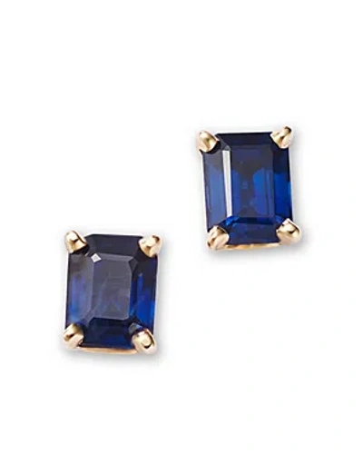 Zoë Chicco 14k Yellow Gold Emerald Cut Blue Sapphire Stud Earrings