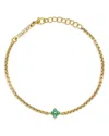 Zoë Chicco 14k Yellow Gold Emerald Gemstones Flower Cluster Box Chain Link Bracelet In Yellow
