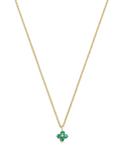 Zoë Chicco 14k Yellow Gold Emerald Gemstones Flower Cluster Pendant Necklace, 14-16