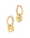 Zoë Chicco 14k Yellow Gold Heavy Metal Mariner Link Dangle Small Huggie Hoop Earrings In Gold